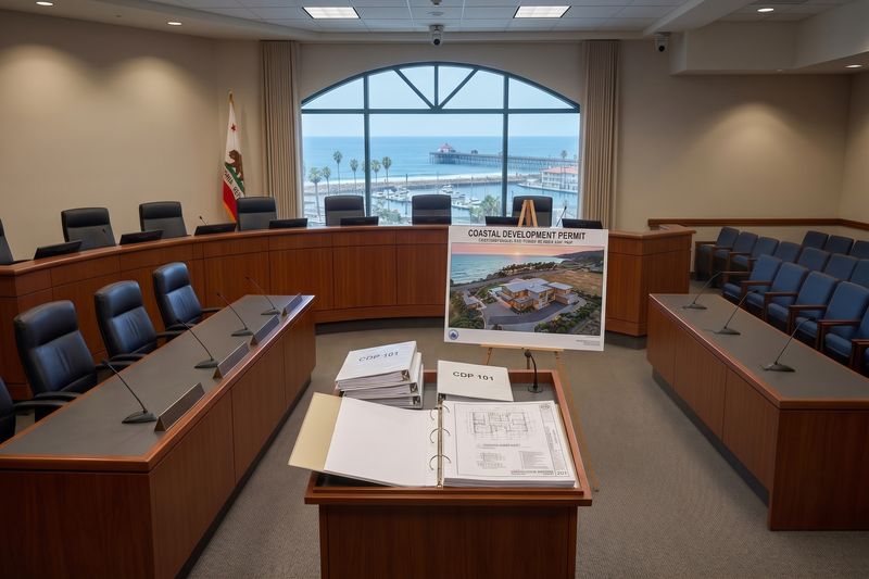 Council chambers set for a coastal development permit hearing